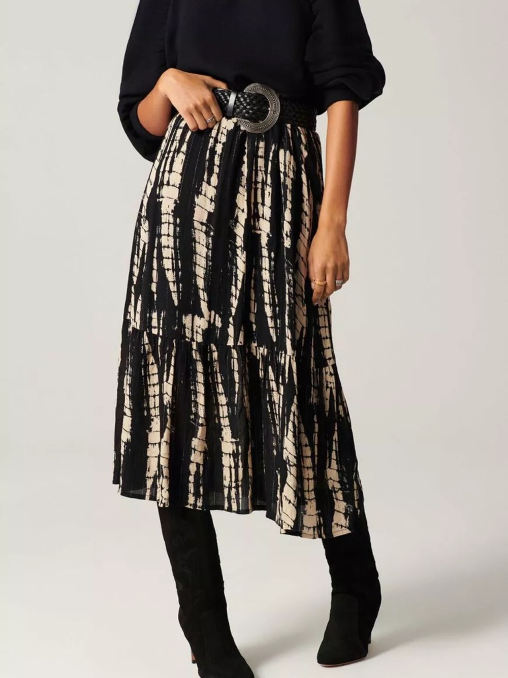 ba&sh Kylie Tie Dye Tiered flowy Midi Skirt size 0
